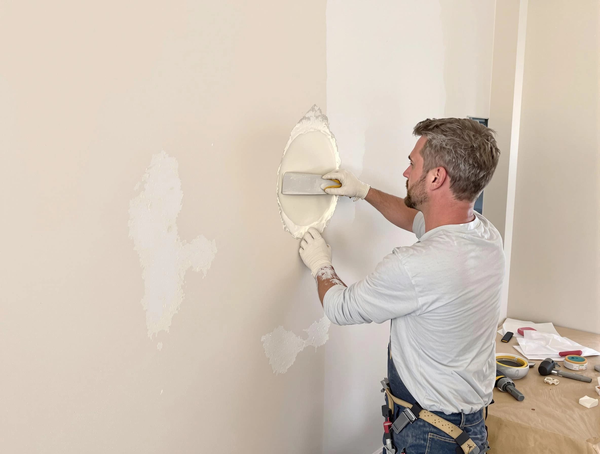 North Royalton House Painters technician patching a drywall hole in North Royalton, OH