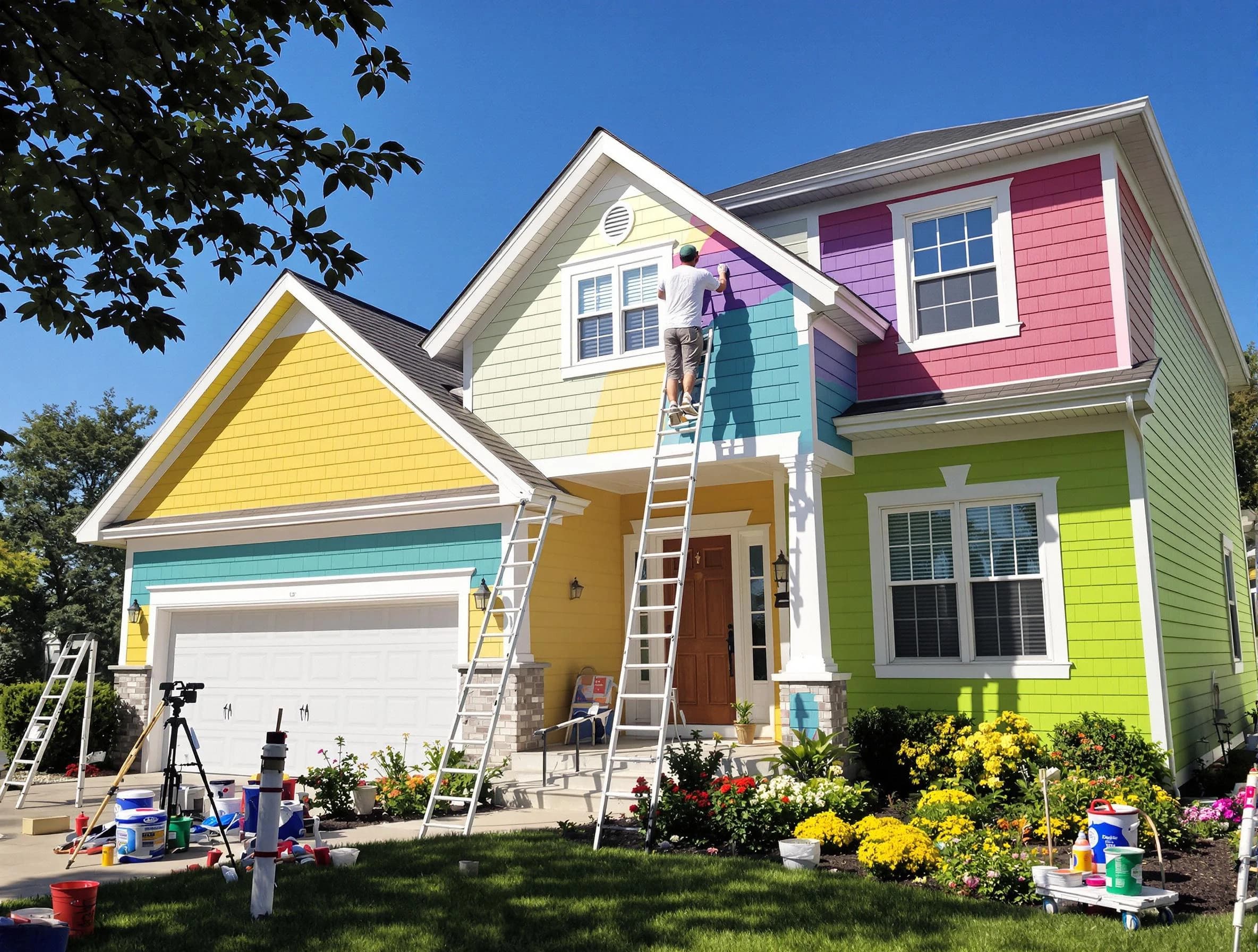 North Royalton House Painters professionals painting a home exterior in North Royalton, OH